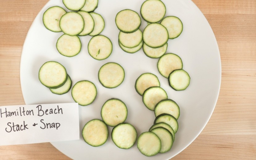 the zucchini slices were all of very uniform thickness.