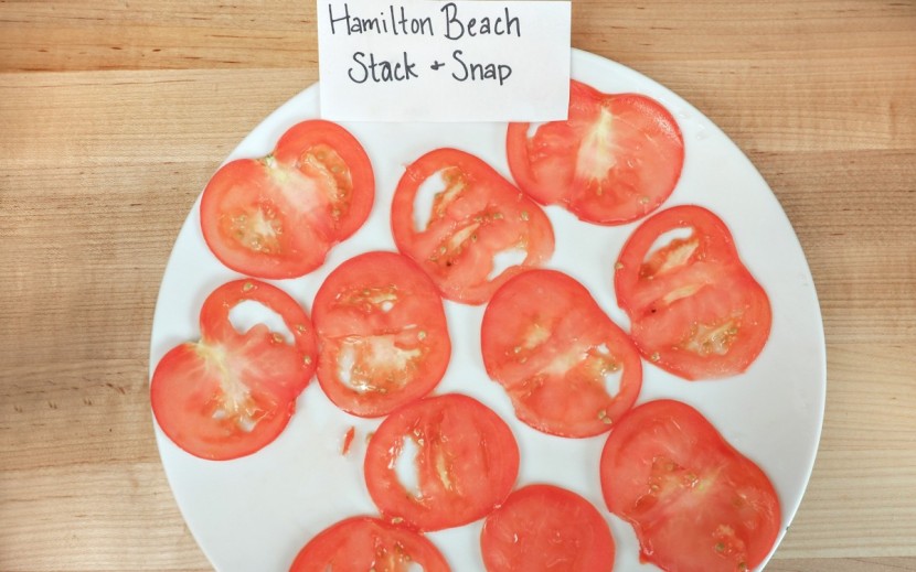 this hamilton beach model did a fairly good job of slicing tomatoes.