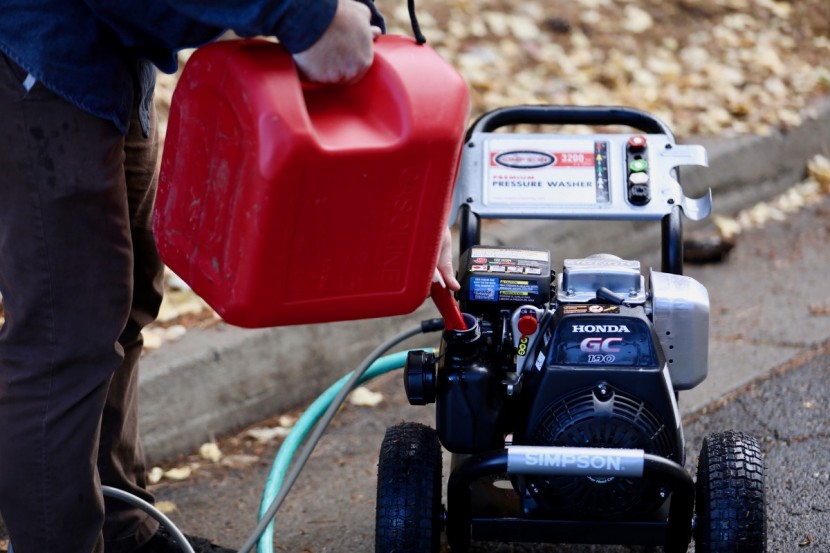 pressure washer - with the added power of gasoline comes added chores.