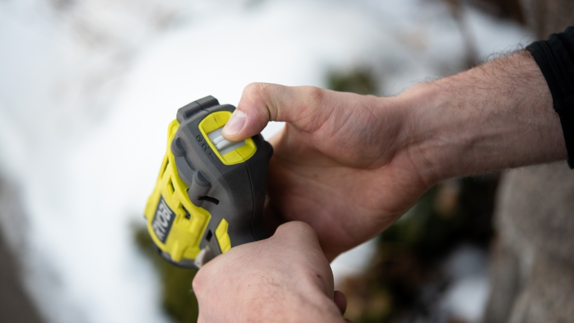 ryobi p238 - the rpm setting switch on the back of the driver is conveniently...