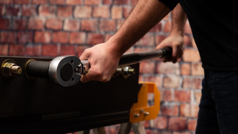 impact driver - we tightened down the nuts using a 300 ft-lb torque wrench to...