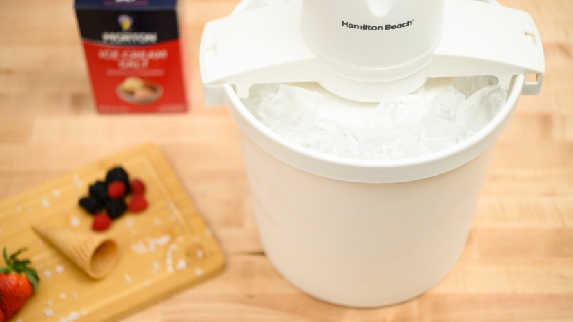 ice cream maker - rock salt and ice models don&#039;t require any pre-freezing but can get...