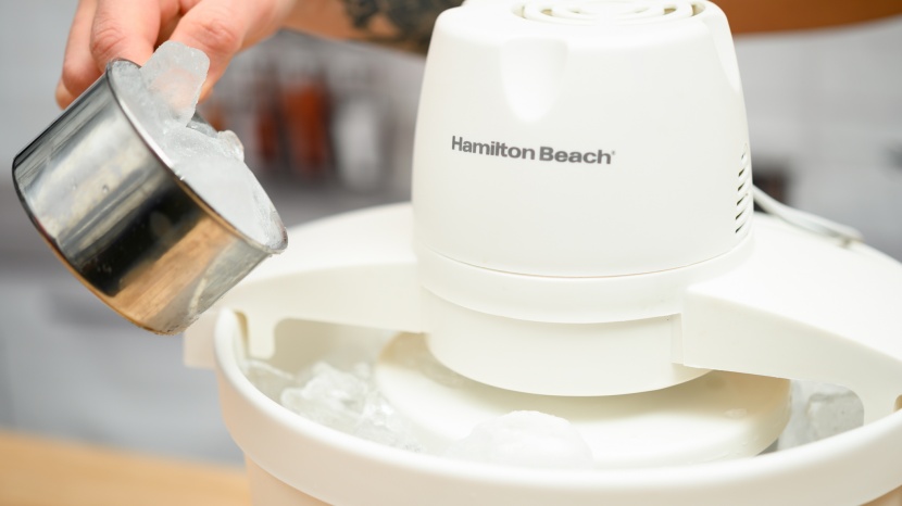 ice cream maker - it can be difficult to keep the ice and rock salt contained with the...