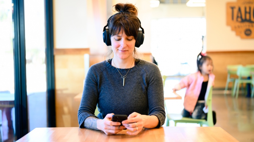 one of our test locations for noise cancellation is a bustling cafe.
