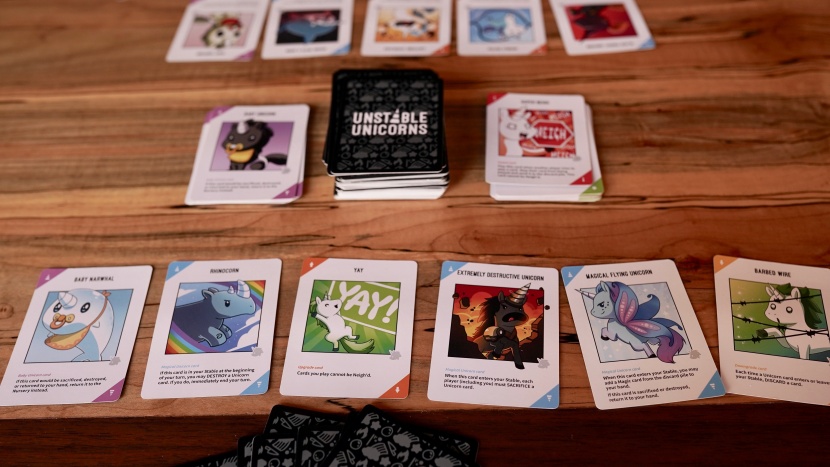 card game - the wealth of actions and differing cards in unstable unicorns make...