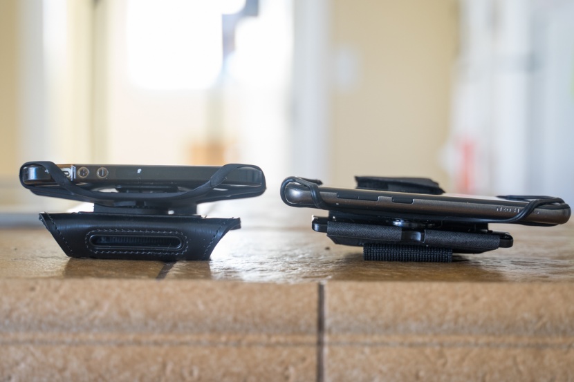 smartphone armband - the tribe armband on the left holds the phone farther away from your...