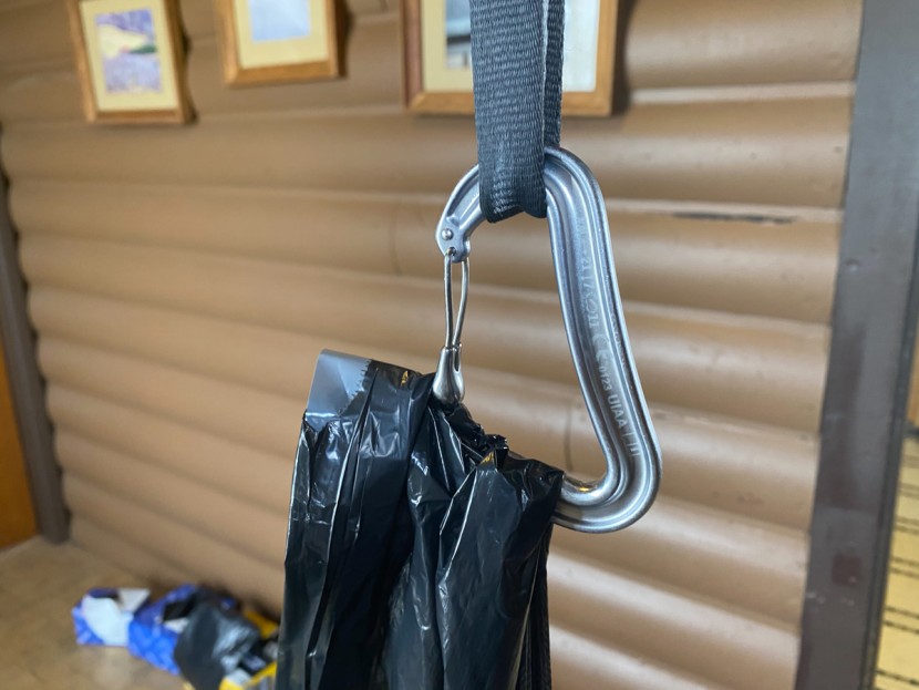 trash bag - our strength testing involved various suspensions of the bags...