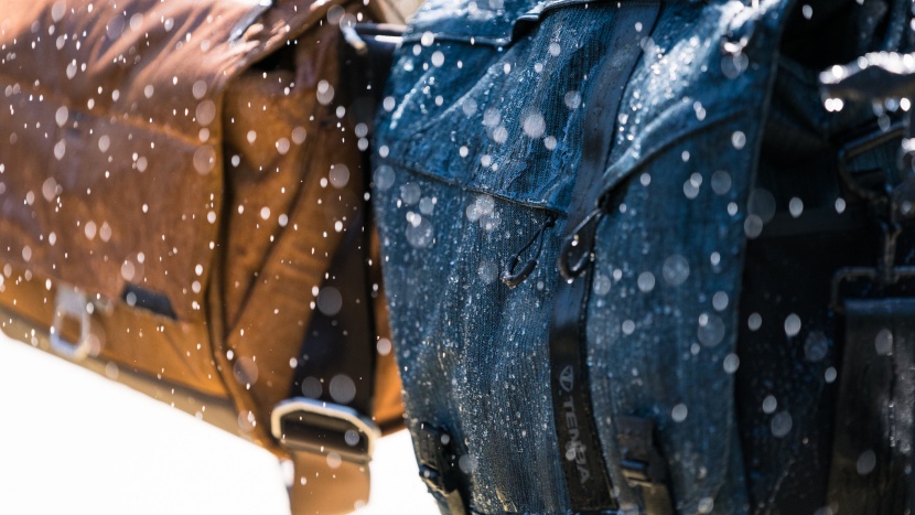 we subjected each bag to a light spray to test its protection from...