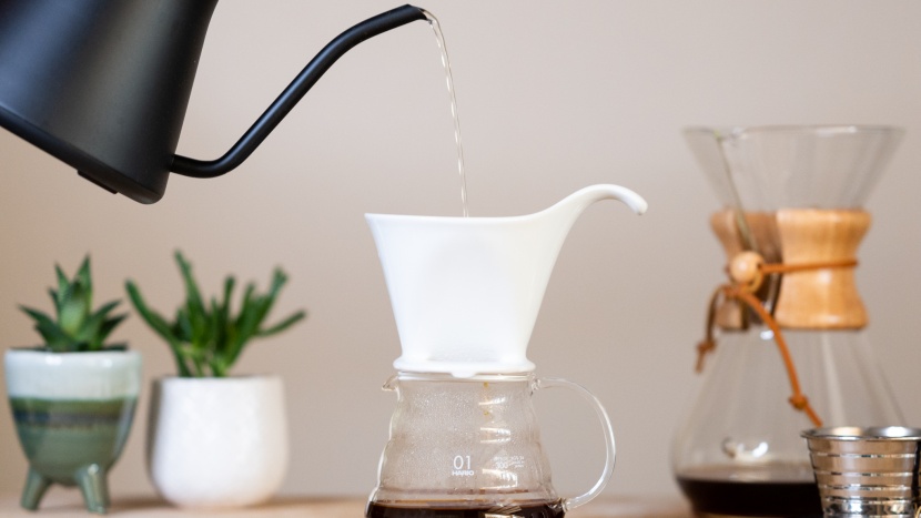 drip coffee maker - pour-over brew methods require a precise pour to properly extract...
