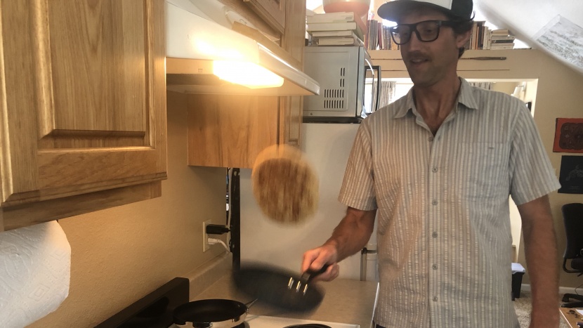 pancakes sans spatula? it's only possible with a heavily greased pan...