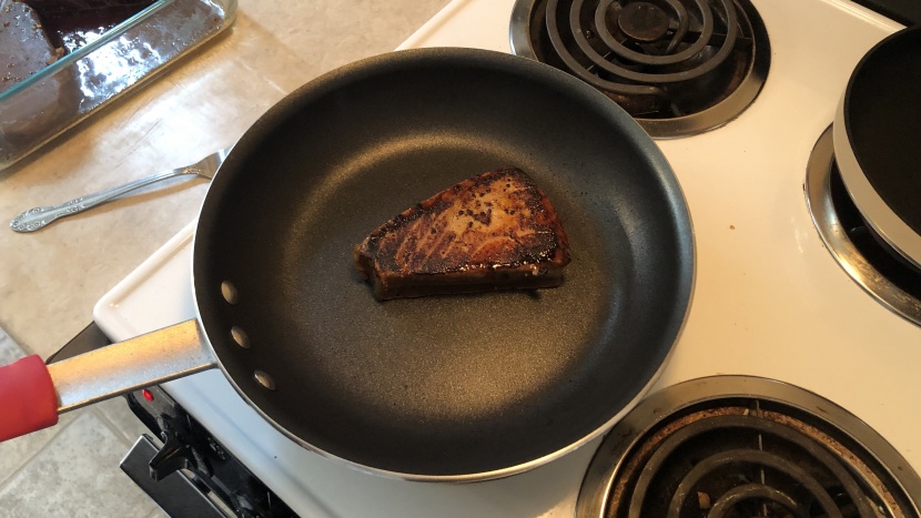 nonstick pan - not so much as a smudge after flipping a seared tuna steak cooking...
