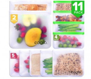 eoglo Reusable Food Storage Bags, BPA FREE, Dishwasher Safe 8 Pack XLarge  Gallon Size Freezer Bags