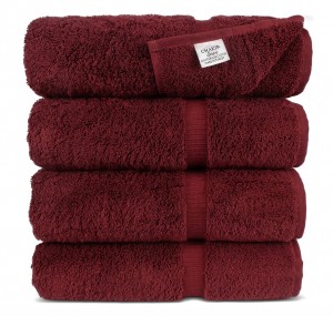 American Soft Linen 4 Piece 100% Turkish Cotton Hand Towel Set - Burgundy Red