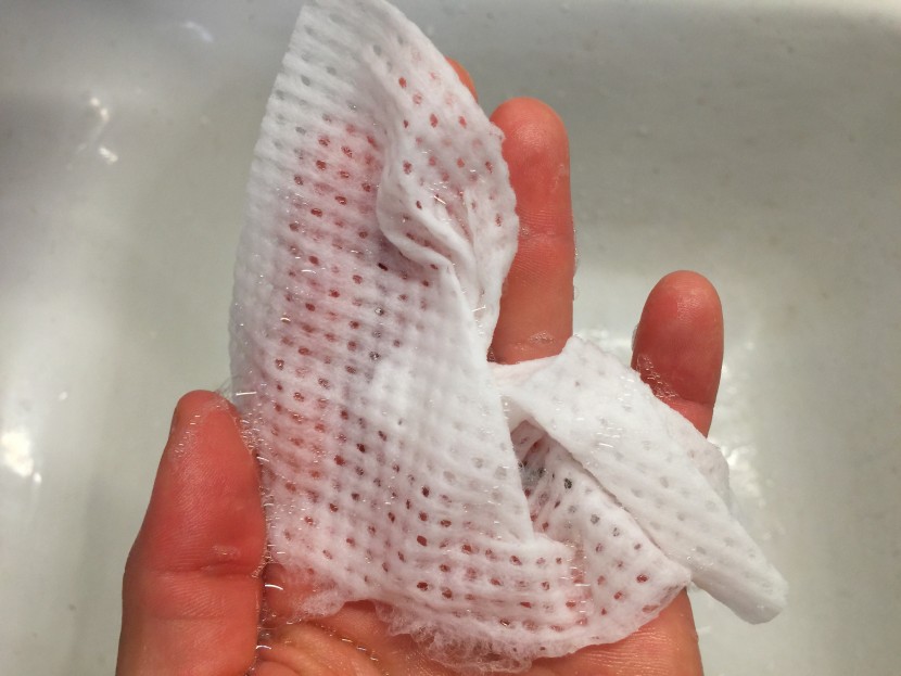 cleansing wipes - once you add water, the soap-free formula of the olay wipes begins...