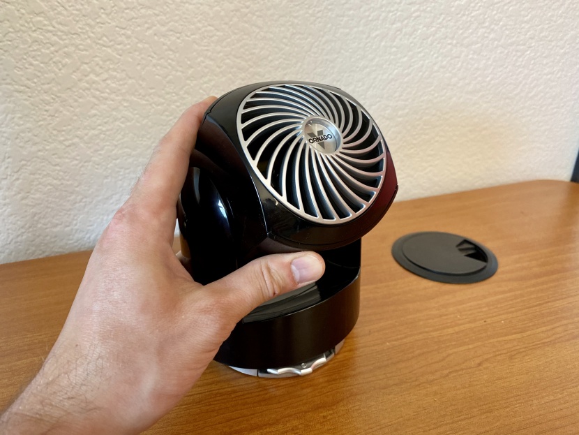 table fan - in general, smaller equals quieter. this pivot head machine just...