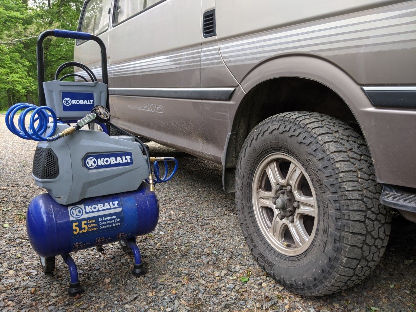 a kobalt air compressor helped us make quick work of this test.