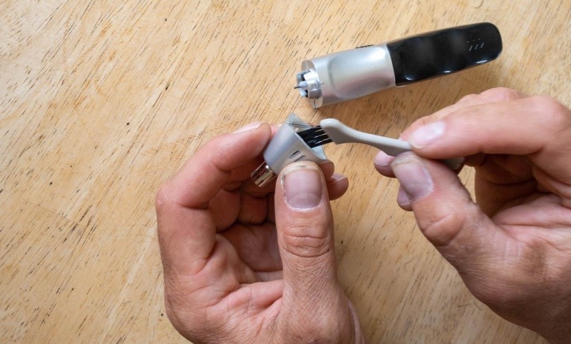 nose hair trimmer - whether cleaning your tool while dry or wet, a small brush is nice...