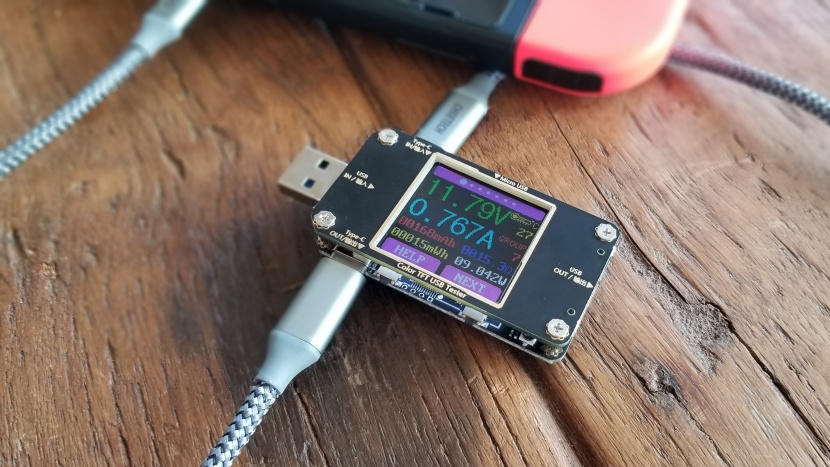 using a usb multimeter to measure charging current and voltage and...
