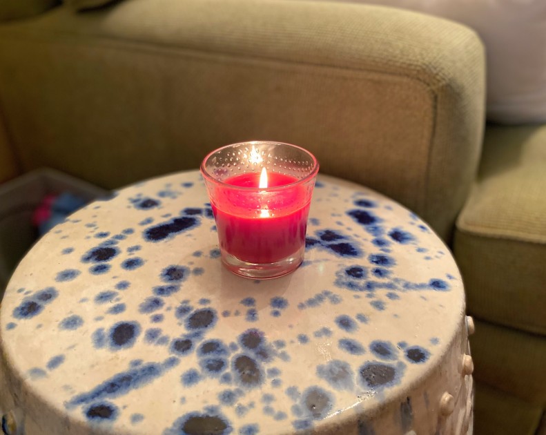 candle - this inexpensive, basic model can be set to the side to conceal odors.