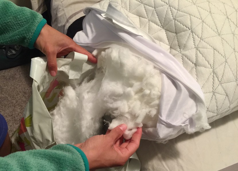 the shredded memory foam and polyester fiber blend in the coop home...