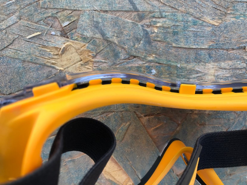 safety glasses - the vents on the dewalt concealer goggles and the anti-fog coating...