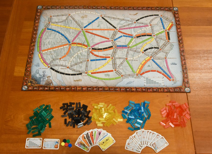 board game - ticket to ride has hundreds of pieces, but once it&#039;s all set up and...