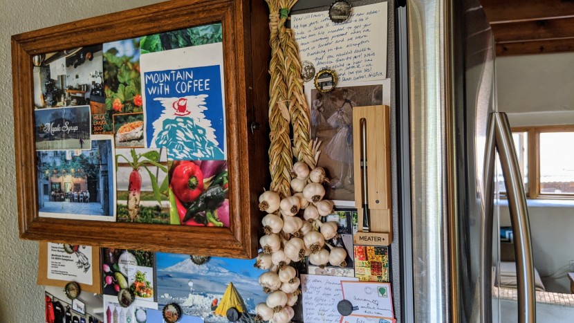 meat thermometer - the meater+, with its stylish bamboo charging unit (that includes a...