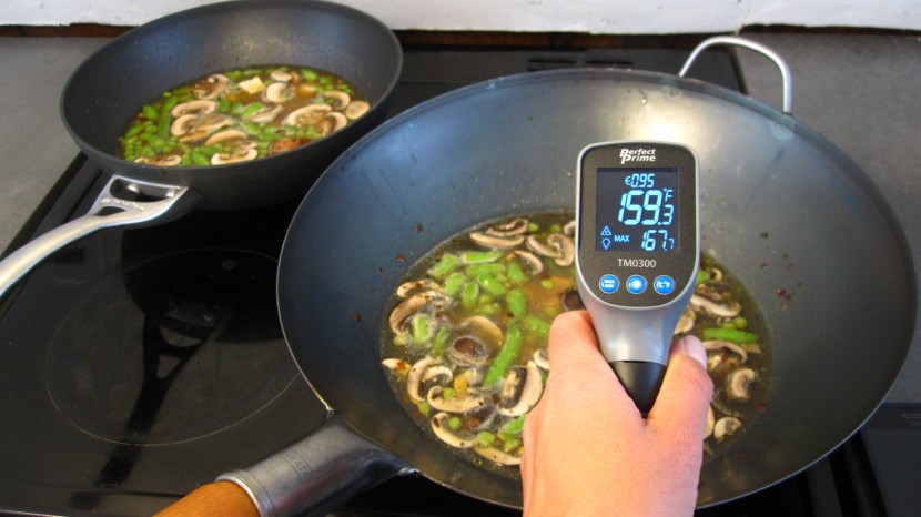 a infrared thermometer is used to test the evenness of heat...