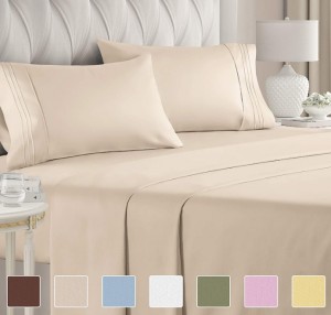 Luxurious Brushed Microfiber Bed Sheet Set,Olympic Queen Sheet Sets (Style:  Solid)