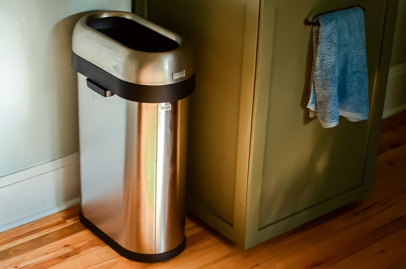 trash can - the simplehuman slip open top has a narrow profile to help stay out...