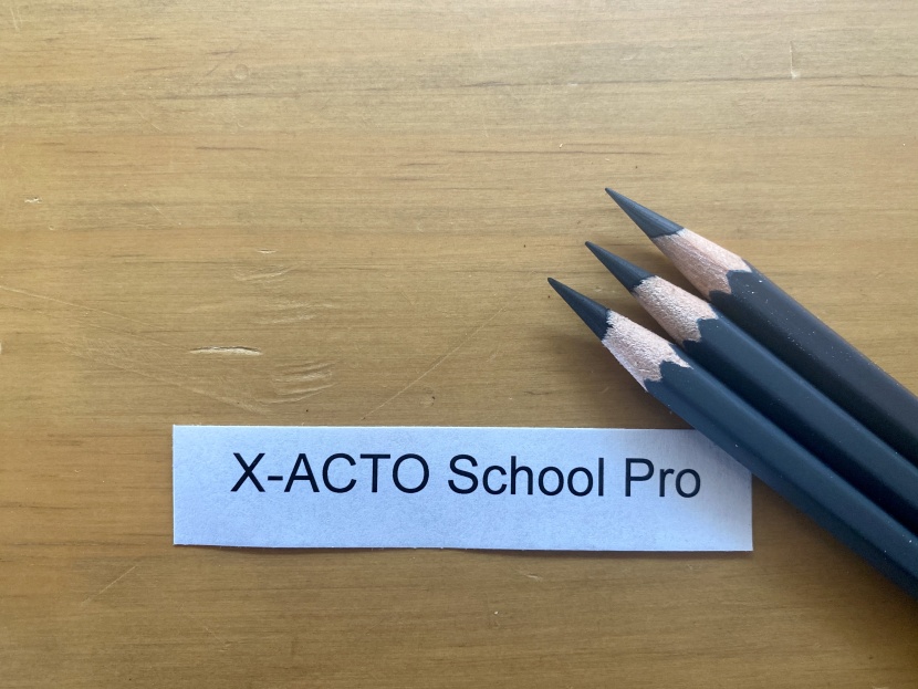 pencil sharpener - here we see perfectly sharpened soft, medium, and hard charcoal...