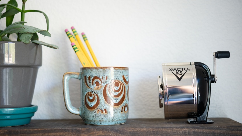 pencil sharpener - the mega-classic schoolhouse sharpener.