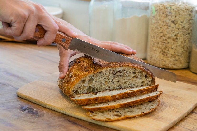 bread knife - even 1/4-inch and thinner slices are well within the range of the...