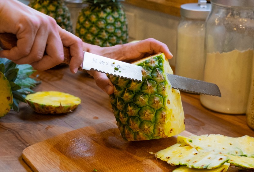 bread knife - a flexible blade allows you to adjust the direction as you cut...