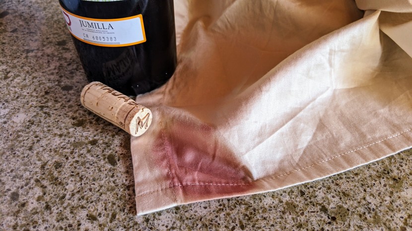 the dreaded red wine stain... we made sure to test which sheets are...
