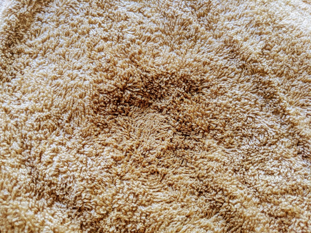 hand towel - shown here is the qute hand towel immediately after our hitting it...