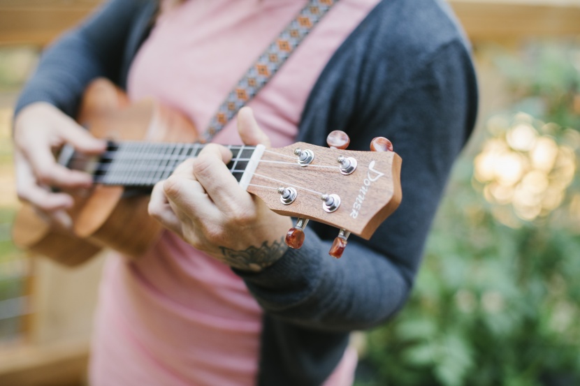 ukulele - the donner duc-1 has a wider fretboard and easy to see guides for...
