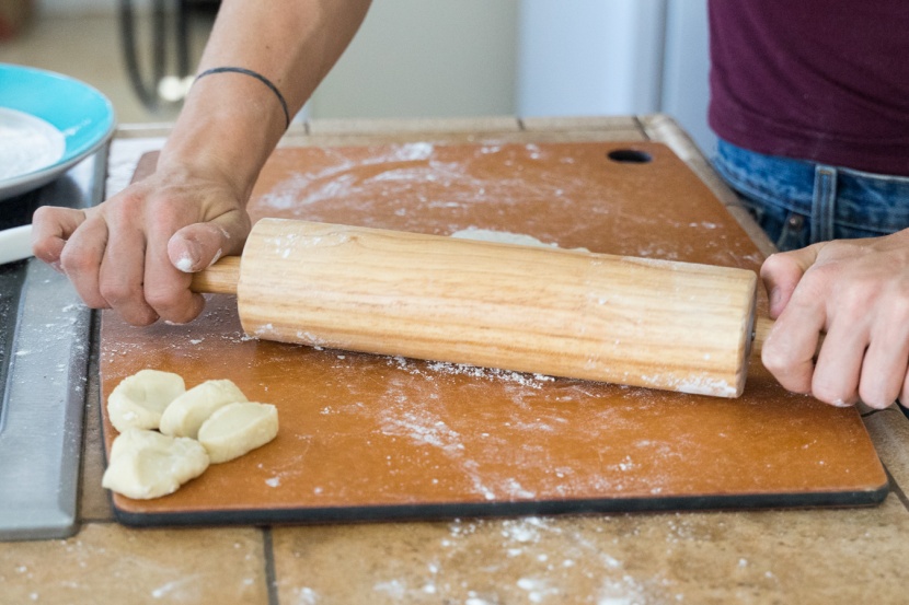 rolling pin - a shot of the farberware classic wood rolling pin in action