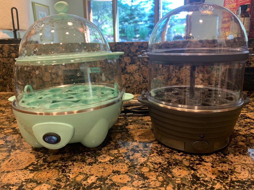 egg cooker - same capacity, different footprints. pictured on the left is the...
