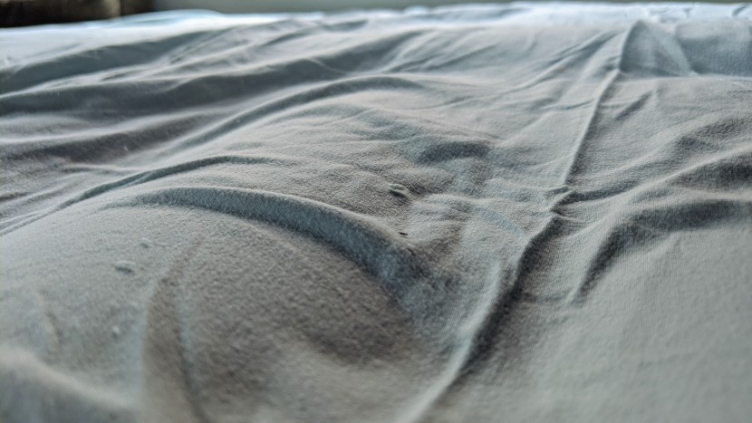 this picture of pilling fabric was taken just minutes after climbing...