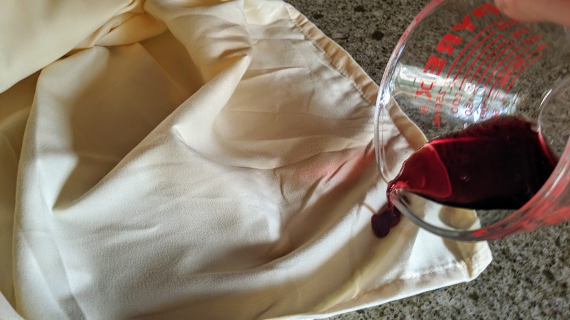 how better to test ease of cleaning then by dumping some red wine on...