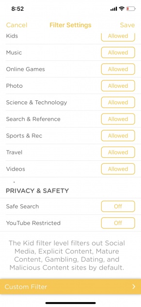 you can block by content or by specific platforms.