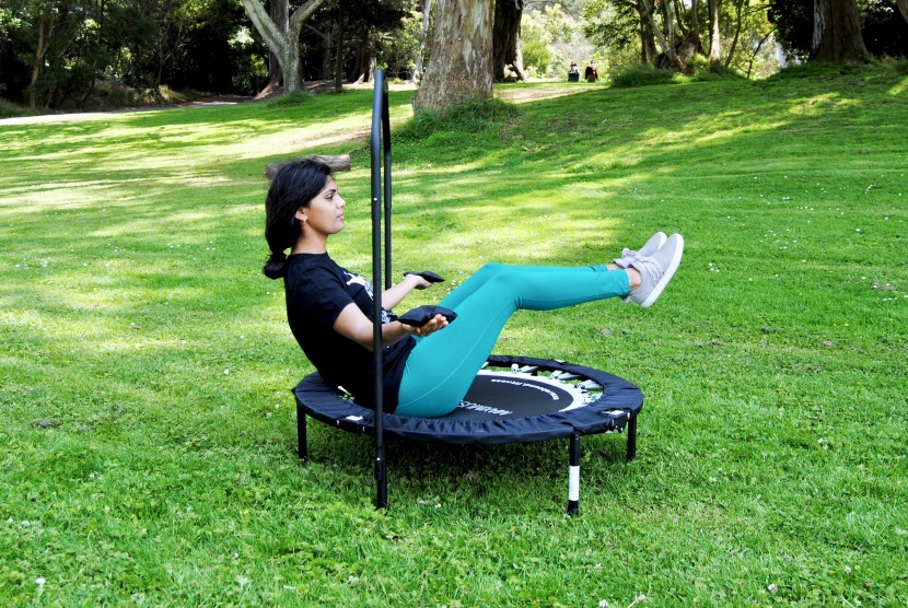 exercise trampoline - versatility is key. this product is portable and comes with hand...