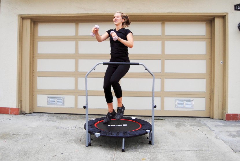 exercise trampoline - this handle allows for balance support during an intense workout and...