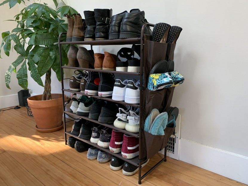 shoe organizer - the simple trending rack with its six side pockets is a sleek and...