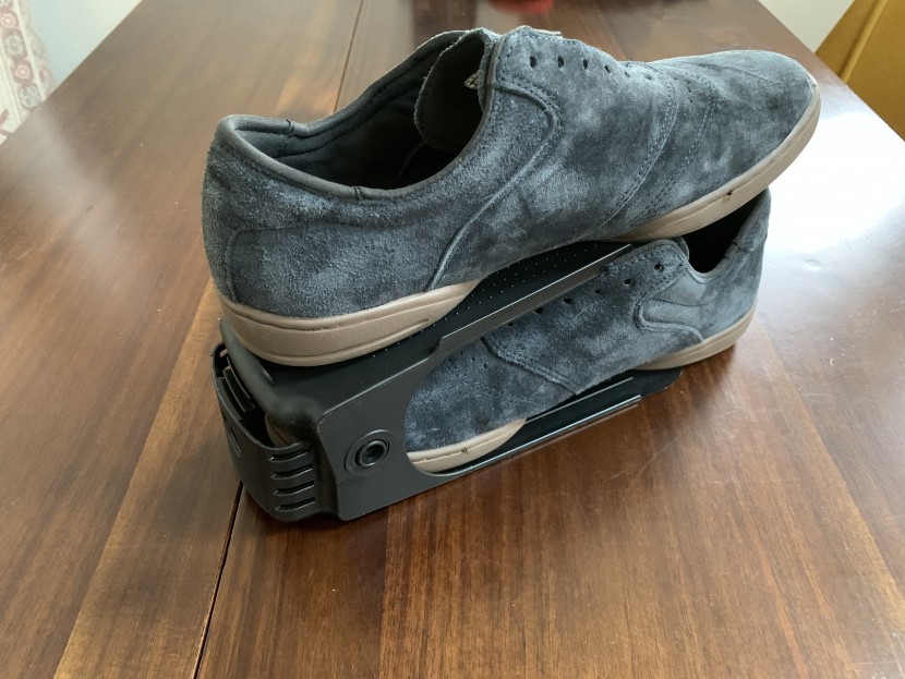 the neprock adjustable shoe slots stack shoes on top of one another...