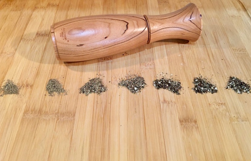 pepper mill - a nice example of fine through coarse grind sizes.