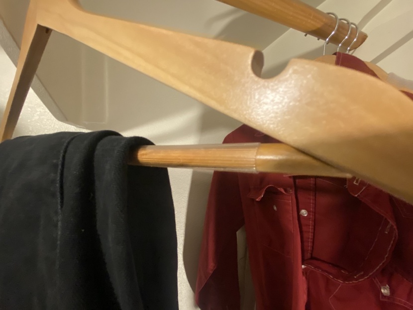 clothes hangers - this wooden hanger is stylish and features a non-slip pant bar with...