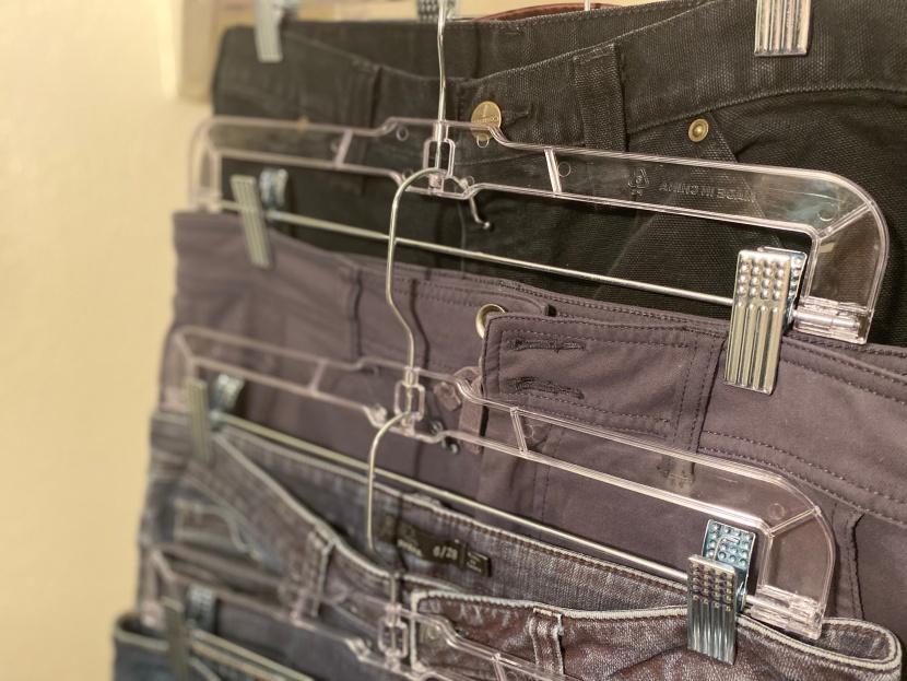 clothes hangers - the house skirt hanger also stacks nicely and is specific for skirts...