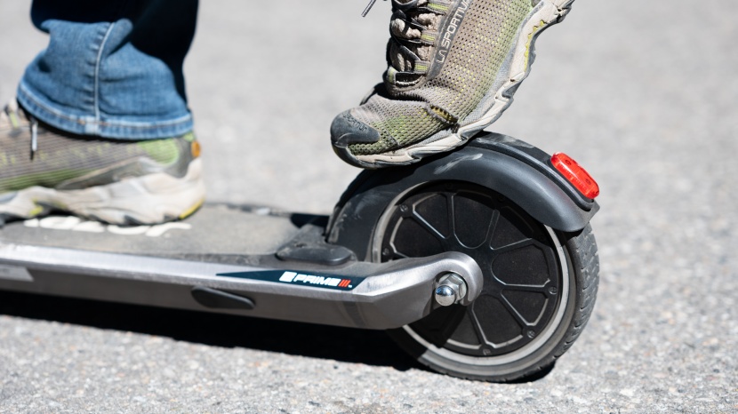 the rear fender brake carries the weight and, thus, the power of the...